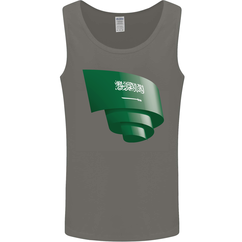 Curled Saudi Arabia Flag Arabian Day Football Mens Vest Tank Top Charcoal