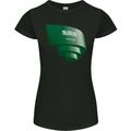 Curled Saudi Arabia Flag Arabian Day Football Womens Petite Cut T-Shirt Black