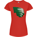 Curled Saudi Arabia Flag Arabian Day Football Womens Petite Cut T-Shirt Red