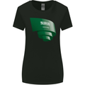 Curled Saudi Arabia Flag Arabian Day Football Womens Wider Cut T-Shirt Black