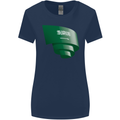 Curled Saudi Arabia Flag Arabian Day Football Womens Wider Cut T-Shirt Navy Blue