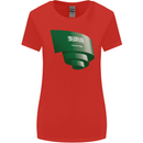 Curled Saudi Arabia Flag Arabian Day Football Womens Wider Cut T-Shirt Red
