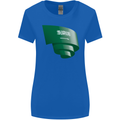 Curled Saudi Arabia Flag Arabian Day Football Womens Wider Cut T-Shirt Royal Blue