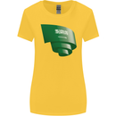 Curled Saudi Arabia Flag Arabian Day Football Womens Wider Cut T-Shirt Yellow