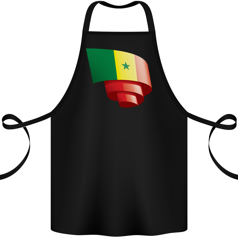 Curled Senegal Flag Senegalese Day Football Cotton Apron 100% Organic Black