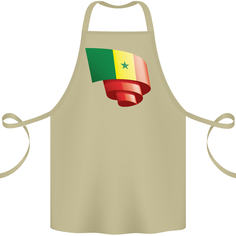 Curled Senegal Flag Senegalese Day Football Cotton Apron 100% Organic Khaki