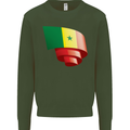Curled Senegal Flag Senegalese Day Football Kids Sweatshirt Jumper Forest Green