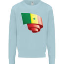 Curled Senegal Flag Senegalese Day Football Kids Sweatshirt Jumper Light Blue