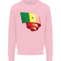 Curled Senegal Flag Senegalese Day Football Kids Sweatshirt Jumper Light Pink