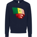 Curled Senegal Flag Senegalese Day Football Kids Sweatshirt Jumper Navy Blue