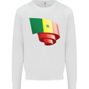 Curled Senegal Flag Senegalese Day Football Kids Sweatshirt Jumper White