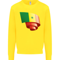 Curled Senegal Flag Senegalese Day Football Kids Sweatshirt Jumper Yellow