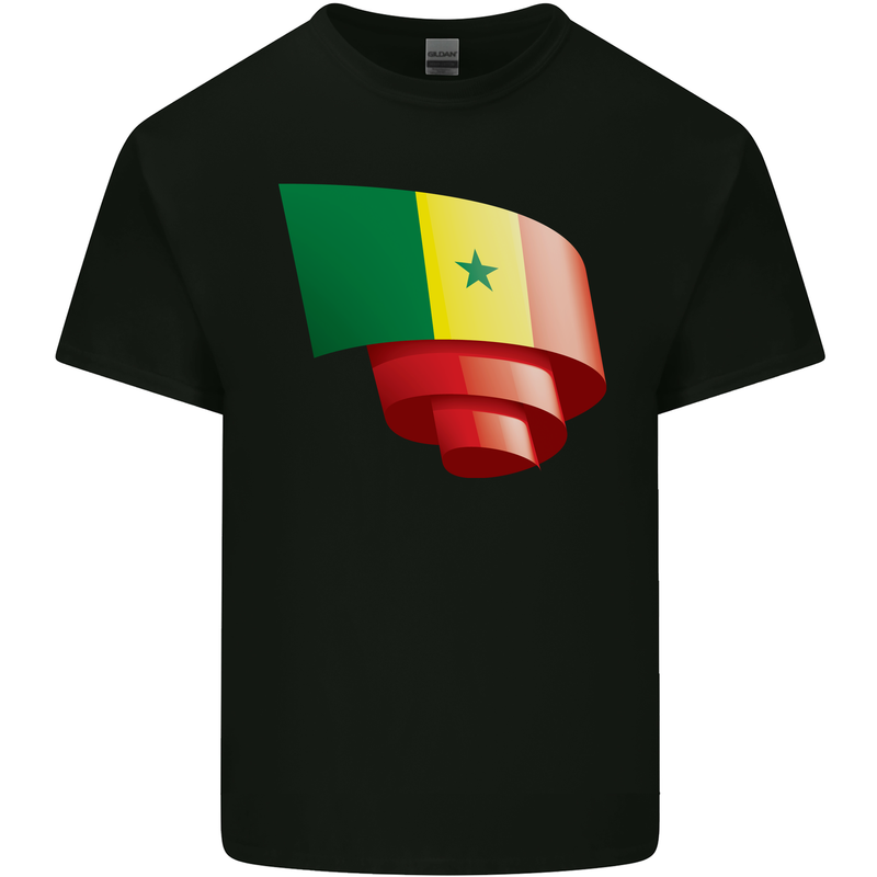 Curled Senegal Flag Senegalese Day Football Kids T-Shirt Childrens Black