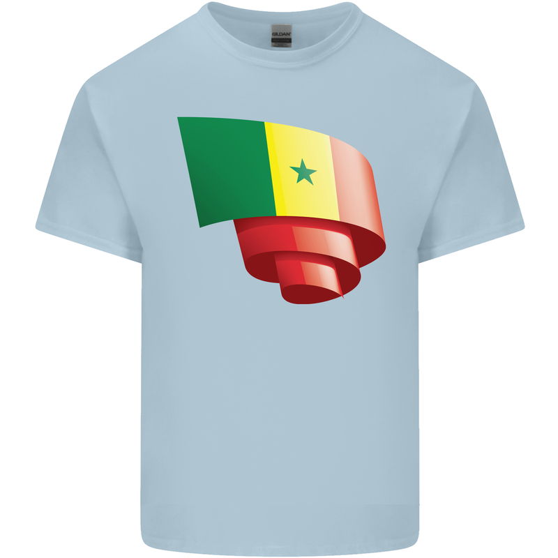 Curled Senegal Flag Senegalese Day Football Kids T-Shirt Childrens Light Blue