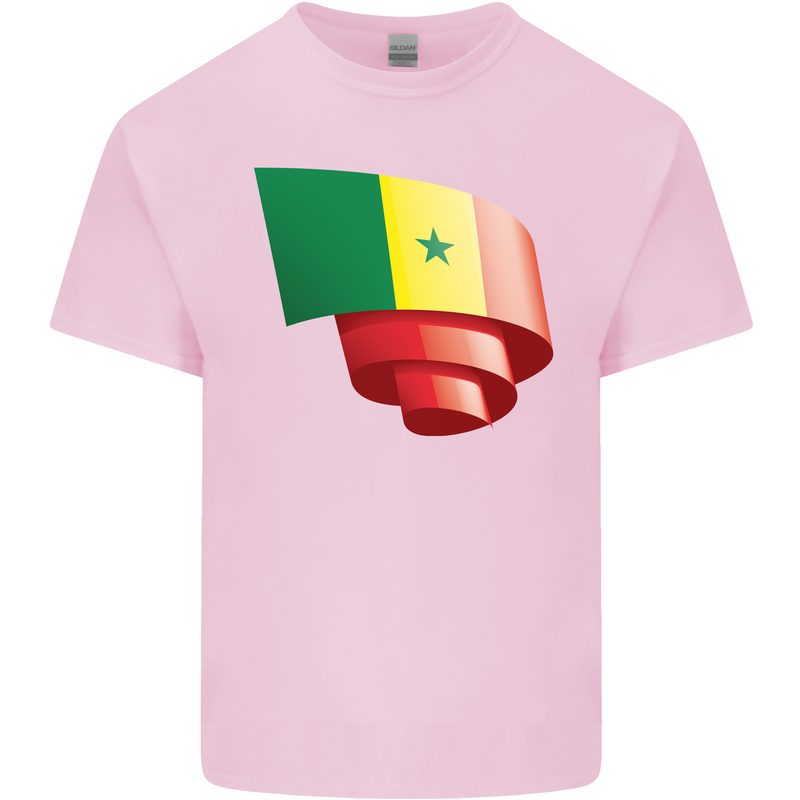 Curled Senegal Flag Senegalese Day Football Kids T-Shirt Childrens Light Pink