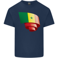 Curled Senegal Flag Senegalese Day Football Kids T-Shirt Childrens Navy Blue