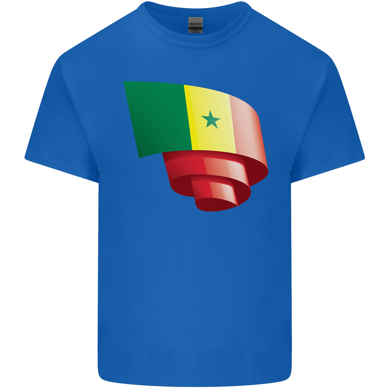 Curled Senegal Flag Senegalese Day Football Kids T-Shirt Childrens Royal Blue