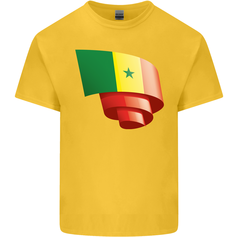 Curled Senegal Flag Senegalese Day Football Kids T-Shirt Childrens Yellow