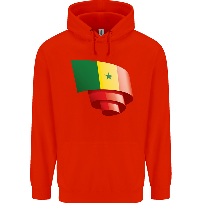Curled Senegal Flag Senegalese Day Football Mens 80% Cotton Hoodie Bright Red