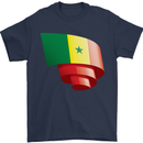 Curled Senegal Flag Senegalese Day Football Mens T-Shirt 100% Cotton Navy Blue