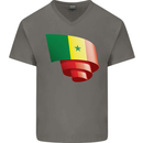 Curled Senegal Flag Senegalese Day Football Mens V-Neck Cotton T-Shirt Charcoal
