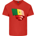 Curled Senegal Flag Senegalese Day Football Mens V-Neck Cotton T-Shirt Red