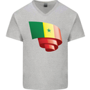 Curled Senegal Flag Senegalese Day Football Mens V-Neck Cotton T-Shirt Sports Grey