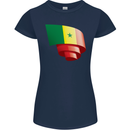 Curled Senegal Flag Senegalese Day Football Womens Petite Cut T-Shirt Navy Blue