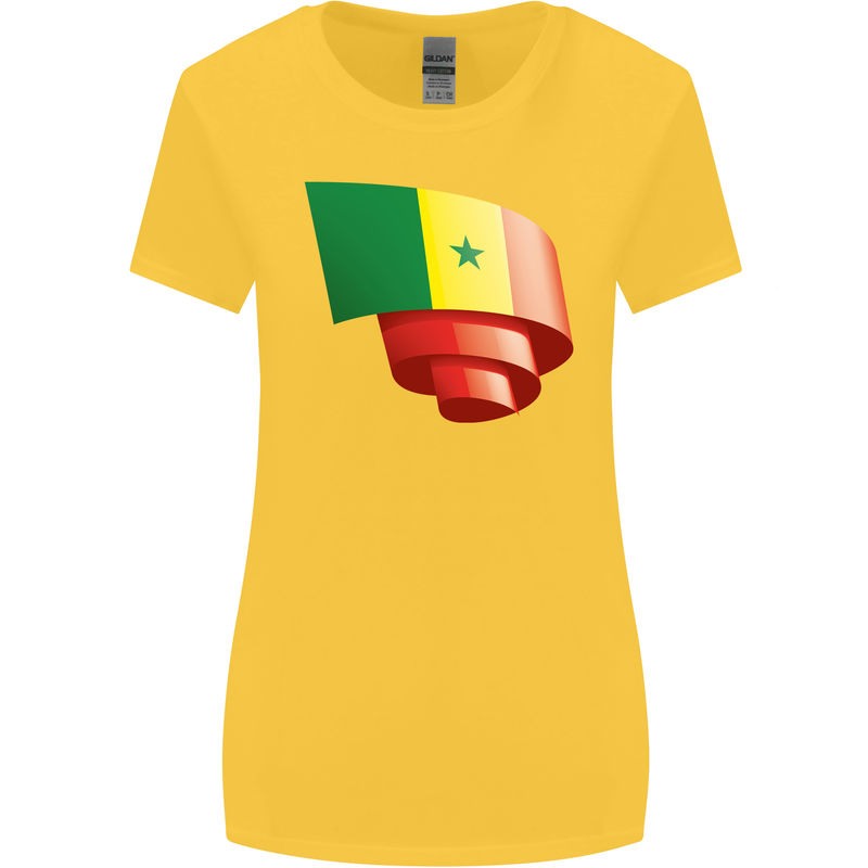 Curled Senegal Flag Senegalese Day Football Womens Wider Cut T-Shirt Yellow