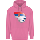 Curled Serbia Flag Serbia Day Football Childrens Kids Hoodie Azalea