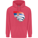 Curled Serbia Flag Serbia Day Football Childrens Kids Hoodie Heliconia