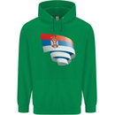Curled Serbia Flag Serbia Day Football Childrens Kids Hoodie Irish Green
