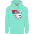 Curled Serbia Flag Serbia Day Football Childrens Kids Hoodie Peppermint