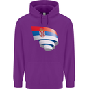 Curled Serbia Flag Serbia Day Football Childrens Kids Hoodie Purple