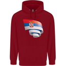 Curled Serbia Flag Serbia Day Football Childrens Kids Hoodie Red