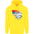 Curled Serbia Flag Serbia Day Football Childrens Kids Hoodie Yellow