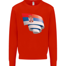 Curled Serbia Flag Serbia Day Football Kids Sweatshirt Jumper Bright Red