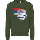 Curled Serbia Flag Serbia Day Football Kids Sweatshirt Jumper Forest Green