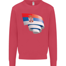 Curled Serbia Flag Serbia Day Football Kids Sweatshirt Jumper Heliconia