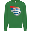 Curled Serbia Flag Serbia Day Football Kids Sweatshirt Jumper Irish Green