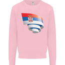 Curled Serbia Flag Serbia Day Football Kids Sweatshirt Jumper Light Pink
