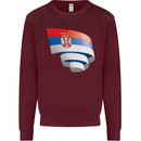 Curled Serbia Flag Serbia Day Football Kids Sweatshirt Jumper Maroon