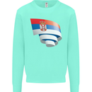 Curled Serbia Flag Serbia Day Football Kids Sweatshirt Jumper Peppermint