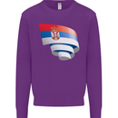 Curled Serbia Flag Serbia Day Football Kids Sweatshirt Jumper Purple