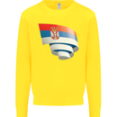 Curled Serbia Flag Serbia Day Football Kids Sweatshirt Jumper Yellow