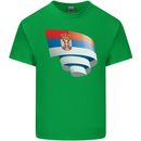 Curled Serbia Flag Serbia Day Football Kids T-Shirt Childrens Irish Green