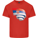 Curled Serbia Flag Serbia Day Football Kids T-Shirt Childrens Red