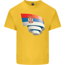 Curled Serbia Flag Serbia Day Football Kids T-Shirt Childrens Yellow