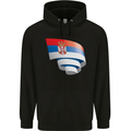Curled Serbia Flag Serbia Day Football Mens 80% Cotton Hoodie Black