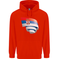 Curled Serbia Flag Serbia Day Football Mens 80% Cotton Hoodie Bright Red